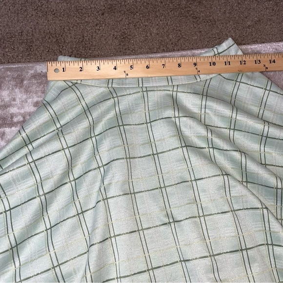 Rainbow brand plaid checkered sea foam green and cream circle skater mini skirt - Picture 5 of 8